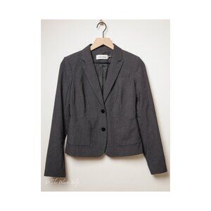 Women's Calvin Klein Blazer Size 0 (XS) Gray Pinstripe Two Button Lined
